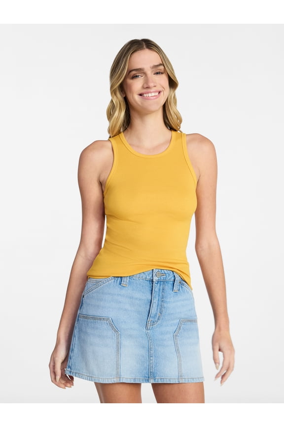 Ribbed High Neck Tank Top, Women's XXS-XXL