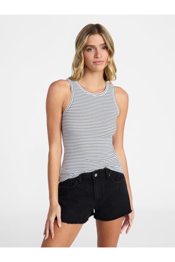 Ribbed High Neck Tank Top, Women's XXS-XXL