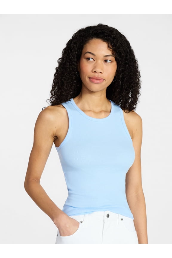 Ribbed High Neck Tank Top, Women's XXS-XXL
