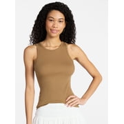 No Boundaries Ribbed High Neck Tank Top, Women's XXS-XXL