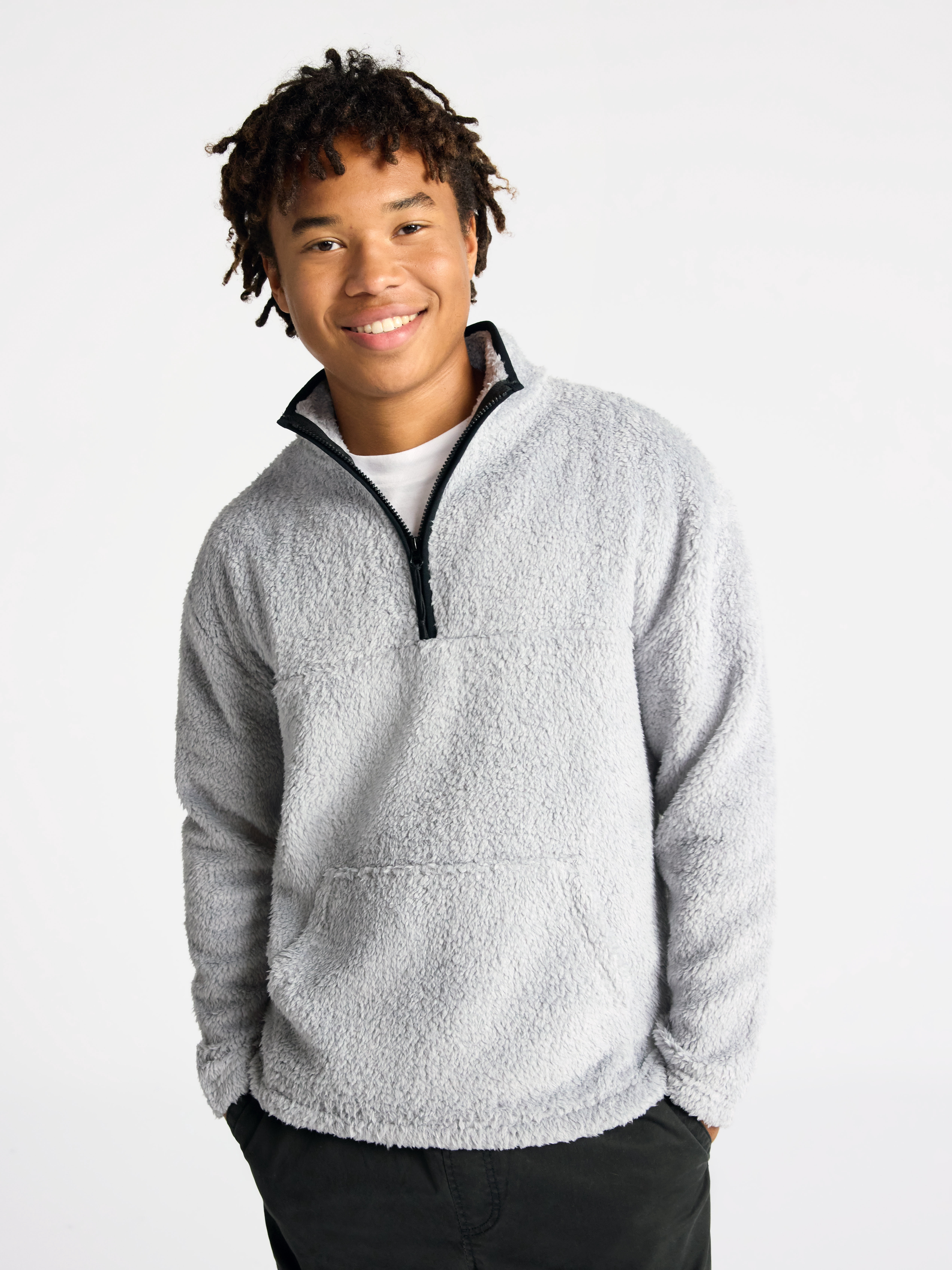 No Boundaries High Pile Quarter Zip Fleece Pullover, Men's