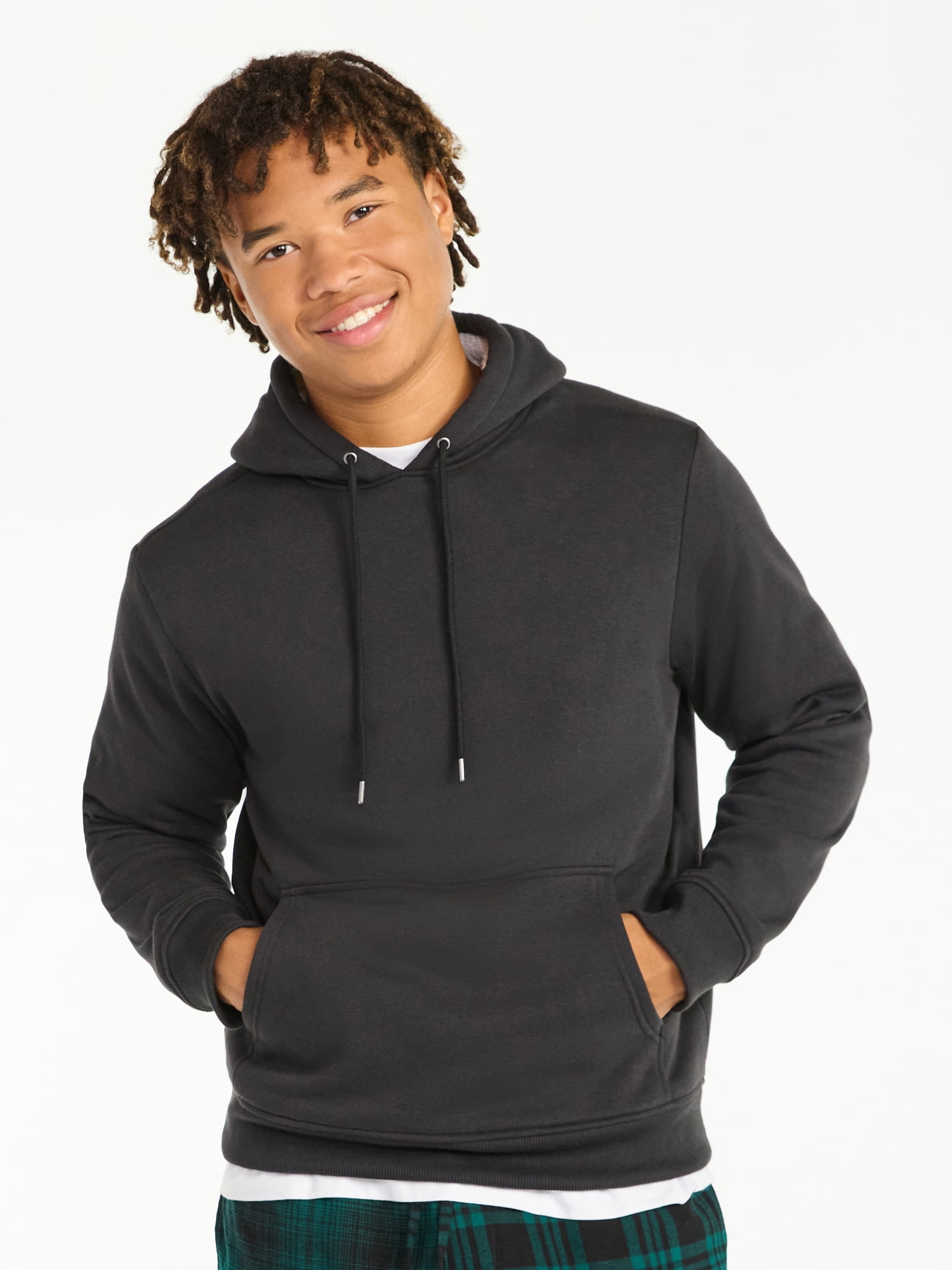 No Boundaries Men's & Big Men's High Pile Fleece Faux Shearling Lined Fleece Hoodie Sweatshirt, Sizes XS-5XL
