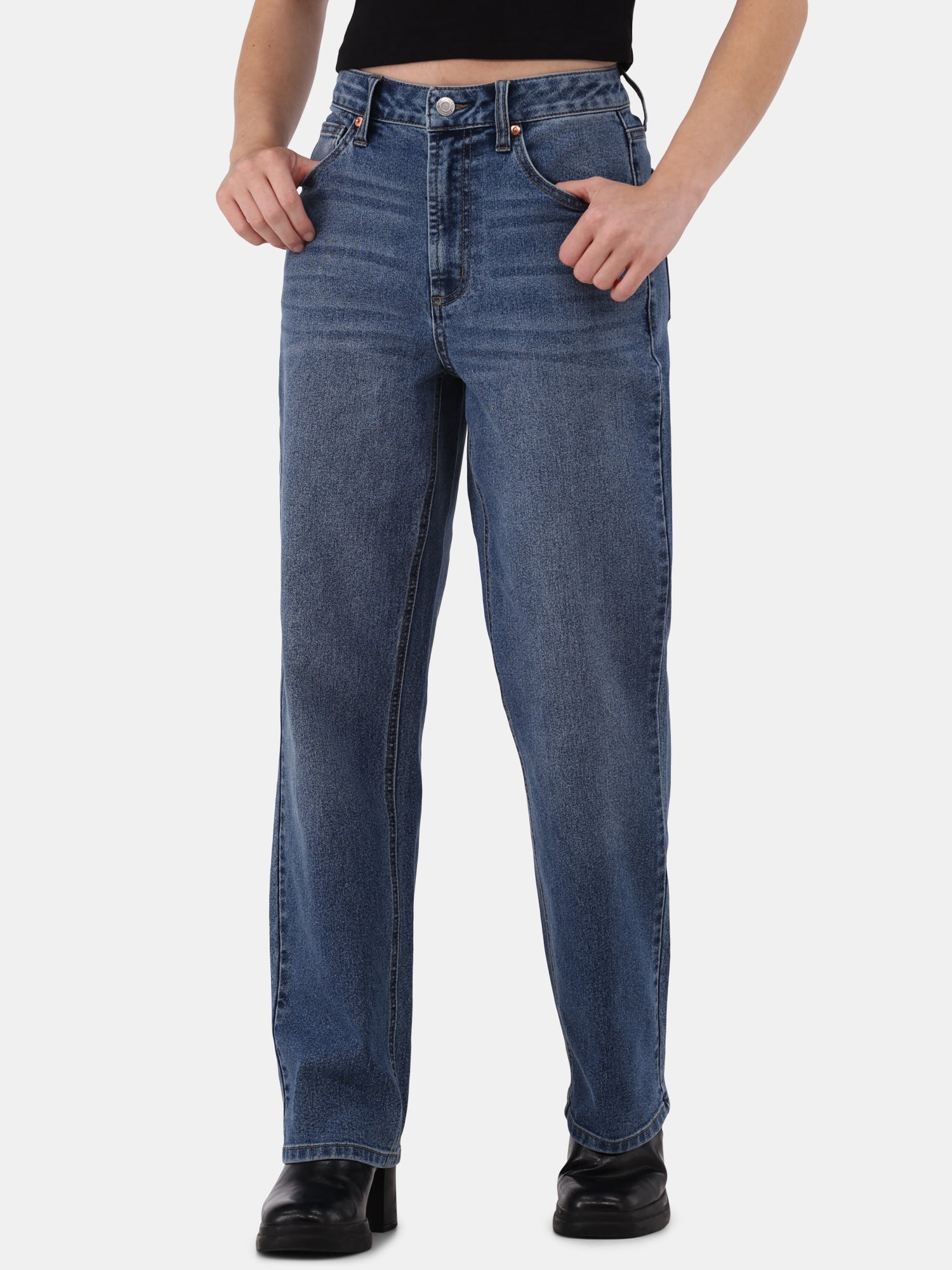 No Boundaries High-Rise Straight Leg Jeans, 29.5” Inseam, Women's and Women's Plus