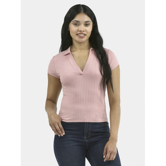 Women's No Boundaries Johnny Collar Polo Shirt, Sizes XXS - XXL