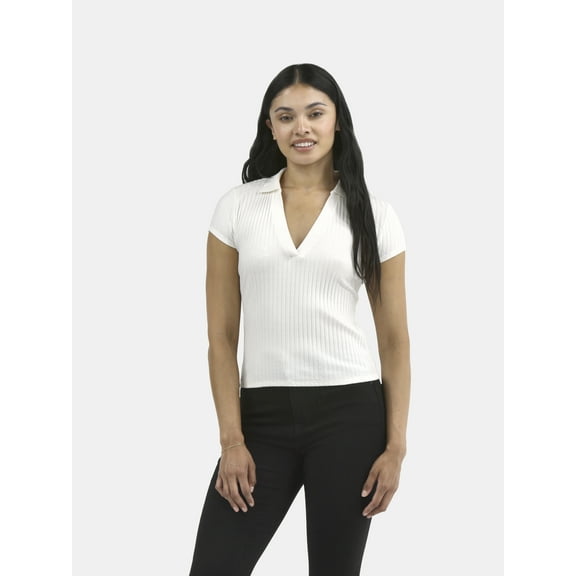 Women's No Boundaries Johnny Collar Polo Shirt, Sizes XXS - XXL