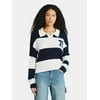 No Boundaries Cable Knit Collared Pullover, Women'