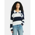 thumbnail image 1 of No Boundaries Cable Knit Collared Pullover, Women's, 1 of 5