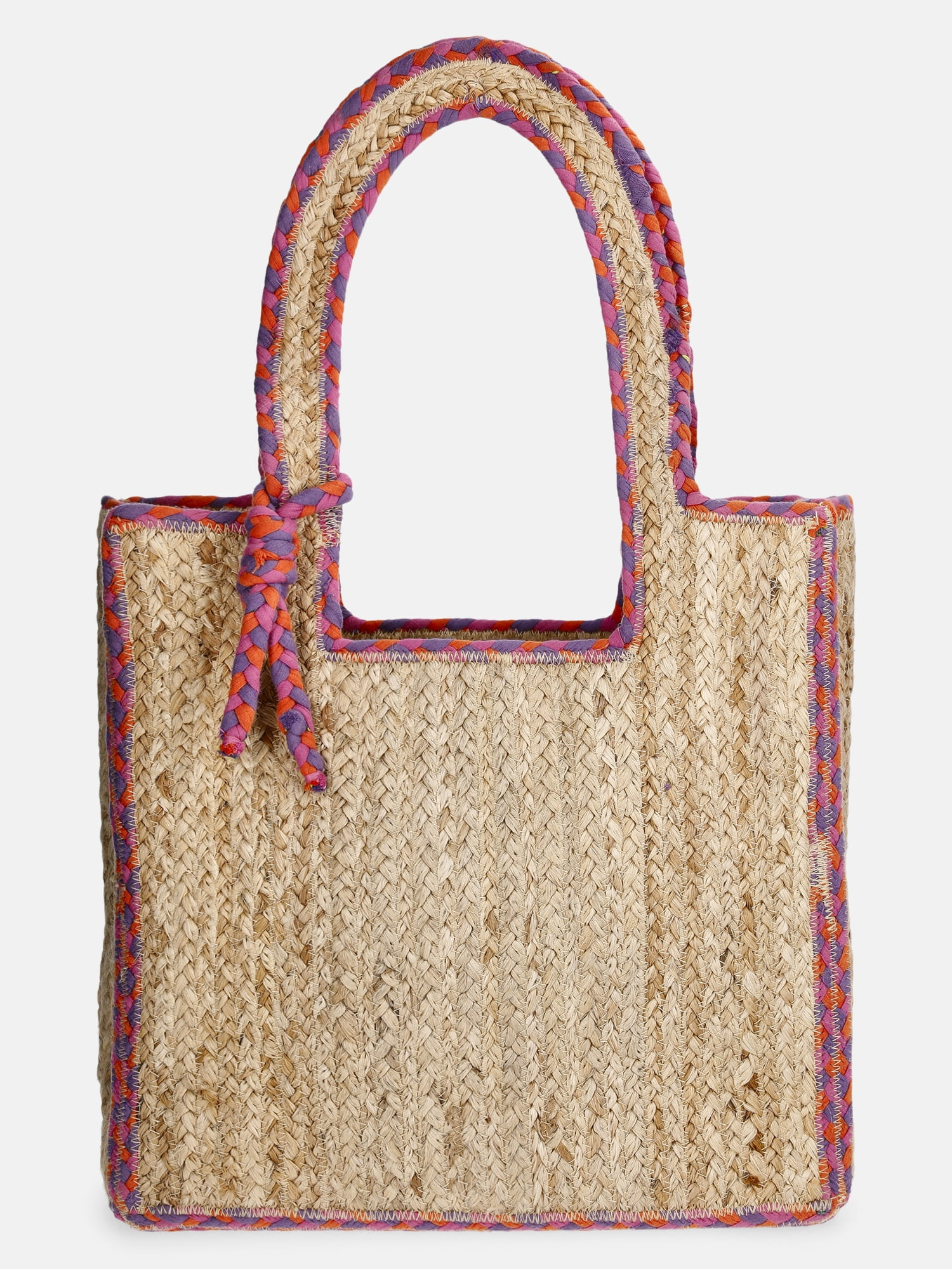 No Boundaries Women's Jute Tote, Pink