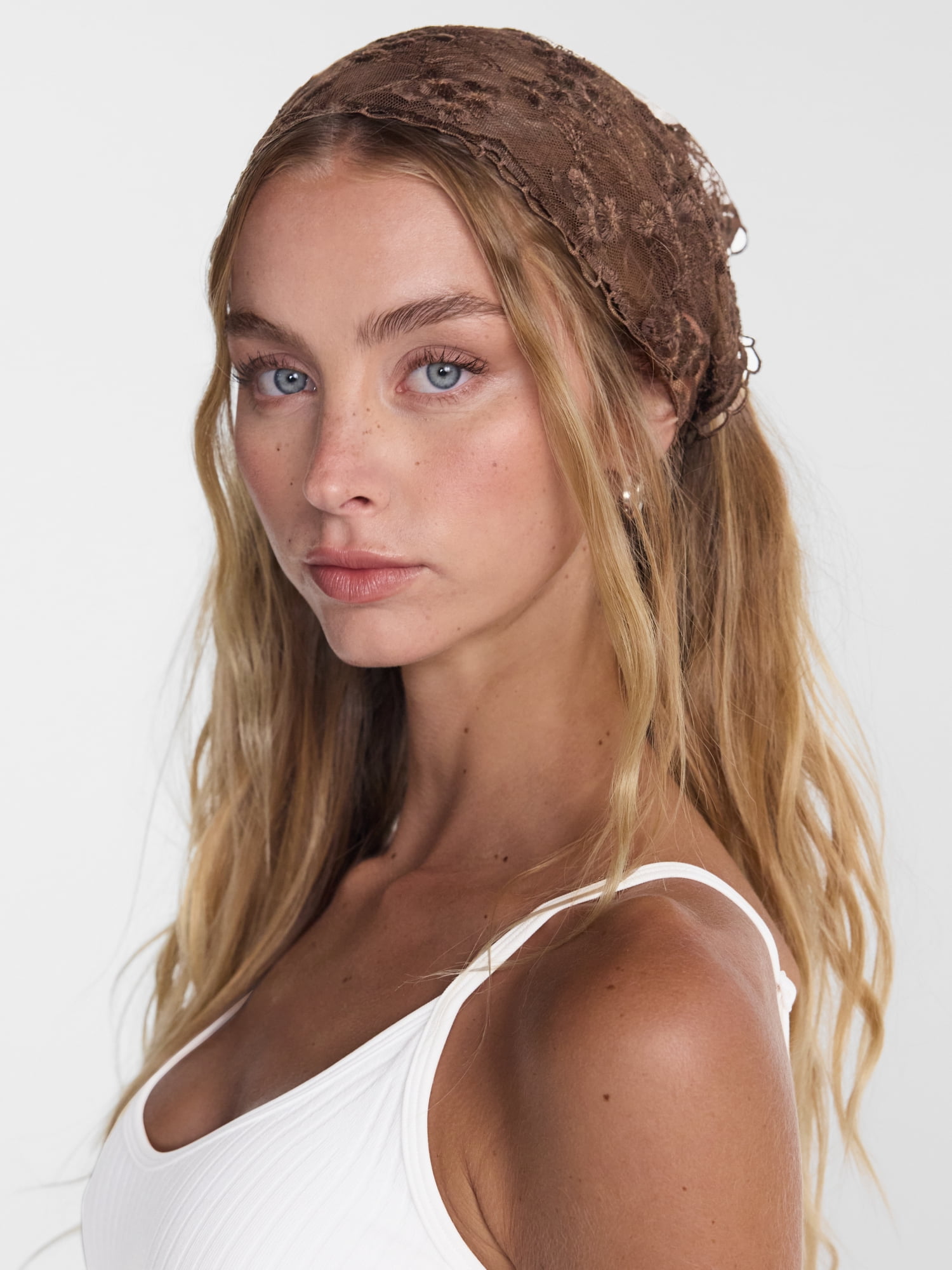 No Boundaries Lace Triangle Head Scarf, Chocolate Brown, Women's