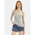 thumbnail image 1 of No Boundaries Lace Cotton Henley Tank, Women's, 1 of 5