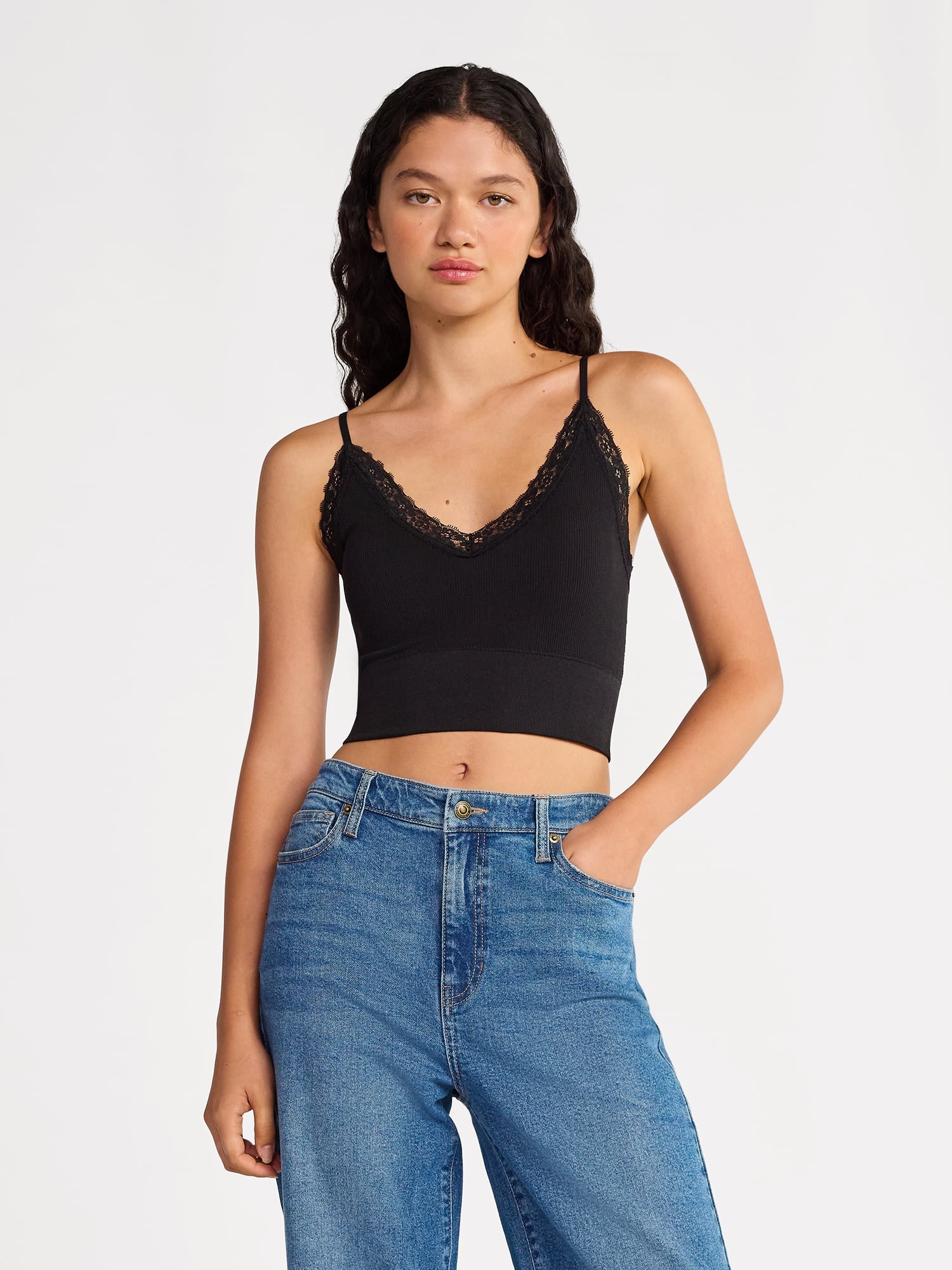 トップス theredthread lace trim layer cami black Buy Black Lace Trim Satin Cami Top from Next USA