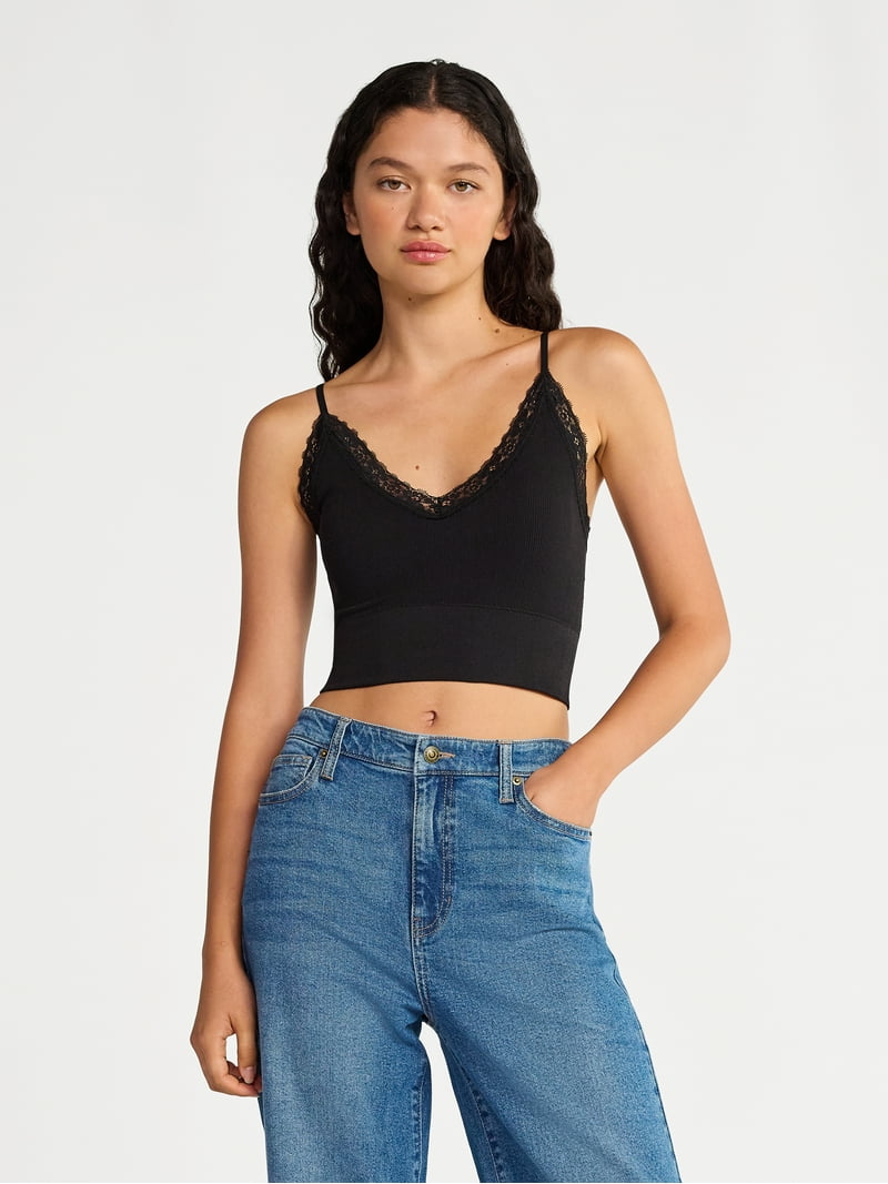 No Boundaries Lace Trim Cami Tank, Women's - Walmart.com