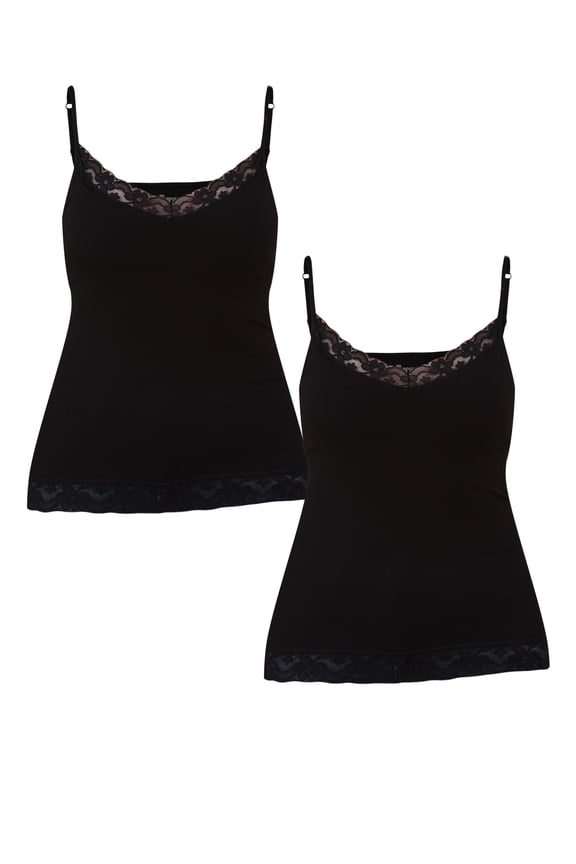 Juniors Cami with Lace Trim, 2-Pack, Sizes XXS-XXL