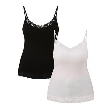 No Boundaries Juniors Cami with Lace Trim, 2-Pack, Sizes XXS-XXL