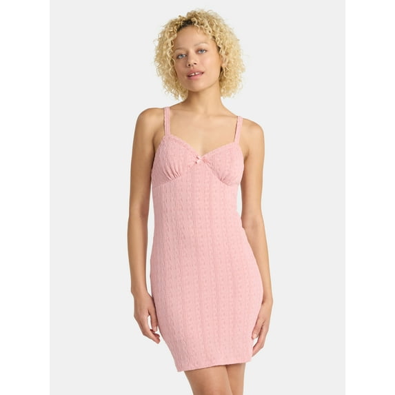 No Boundaries Cable Knit Mini Dress with Lace Trim, Women’s