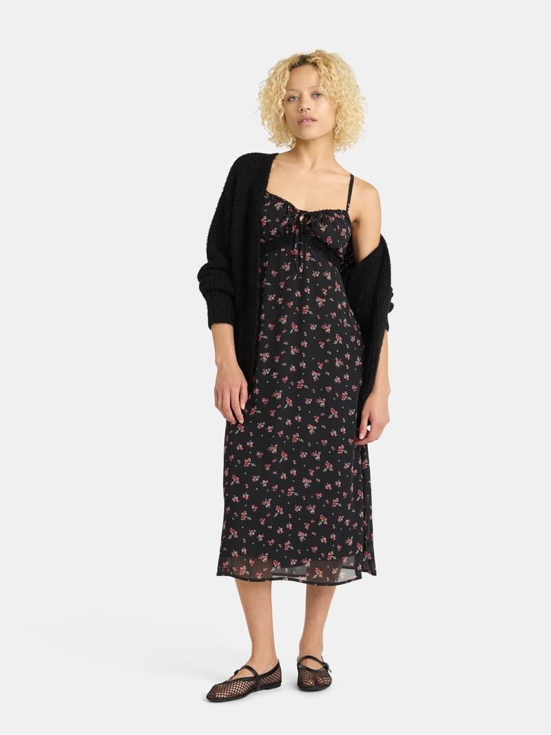 No Boundaries Maxi Dress with Lace Trim, Womens