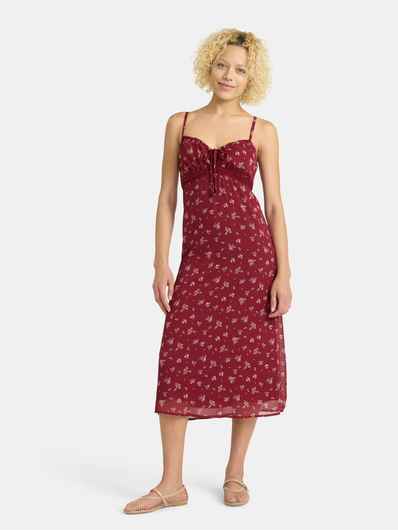 No Boundaries Maxi Dress with Lace Trim, Womens No Boundaries Maxi Dress with Lace Trim, Womens