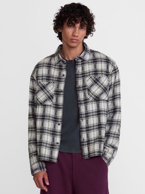 Southwestern Print Lined Flannel Thermal Lined Shacket, Men's Sizes XS-4XLT