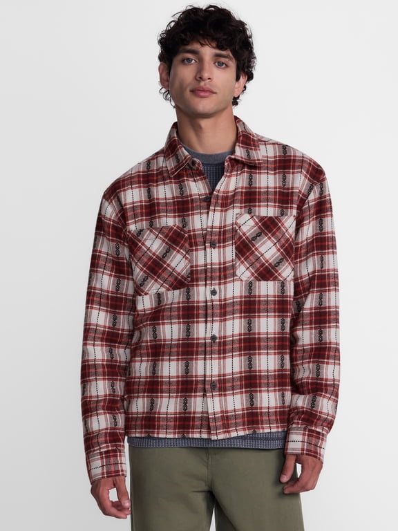 Southwestern Print Lined Flannel Thermal Lined Shacket, Men's Sizes XS-4XLT