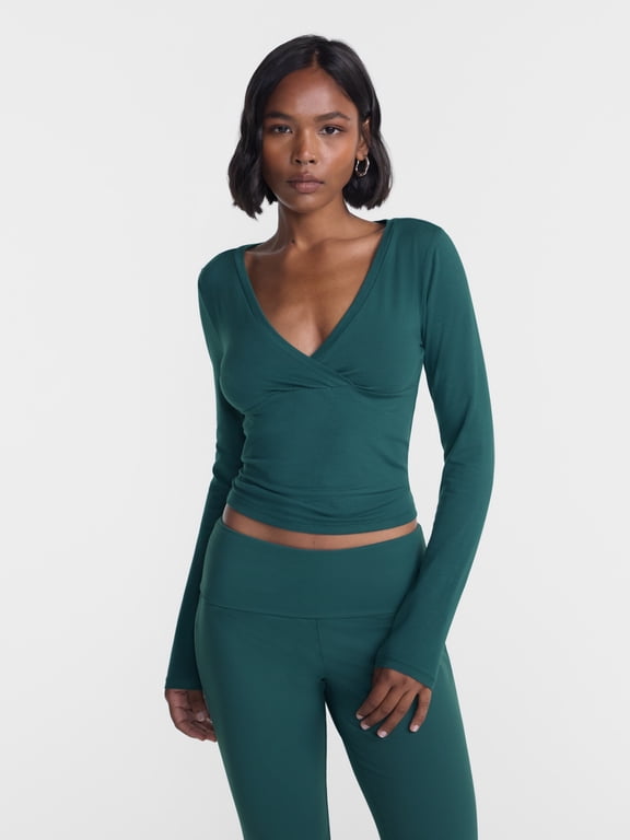 Surplice Top with Long Sleeves, Women’s XXS-XXL