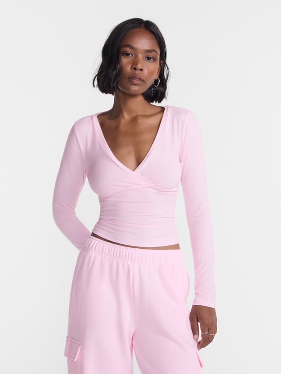 Surplice Top with Long Sleeves, Women’s XXS-XXL