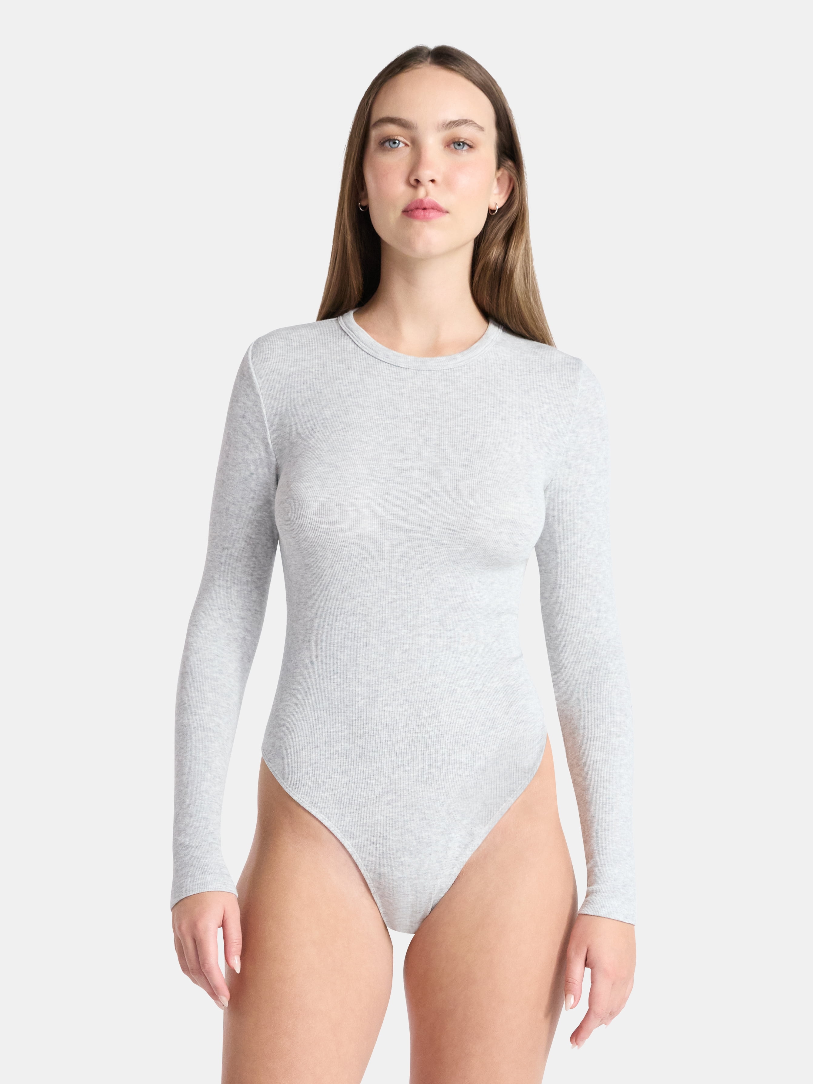 No Boundaries Seamless High Neck Bodysuit with Long Sleeves, Women's