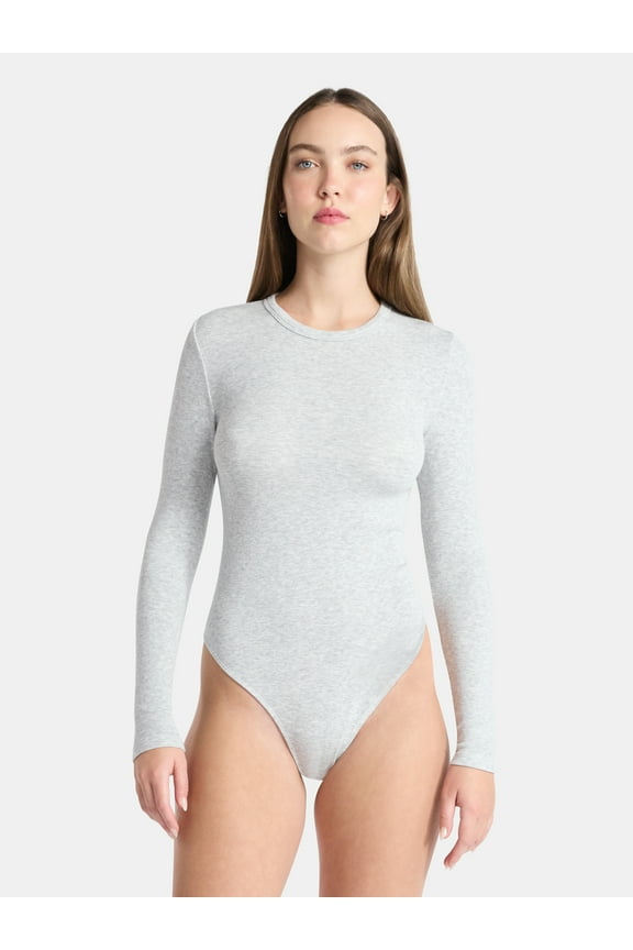 Seamless High Neck Bodysuit with Long Sleeves, Women's