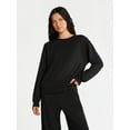 thumbnail image 1 of No Boundaries Cozy Sleepwear Crewneck Pullover with Long Sleeves, Women’s and Women's Plus XXS-3X, 1 of 4