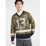 No Boundaries Hockey Jersey Style Shirt with Long Sleeves, Men's and Big Men's