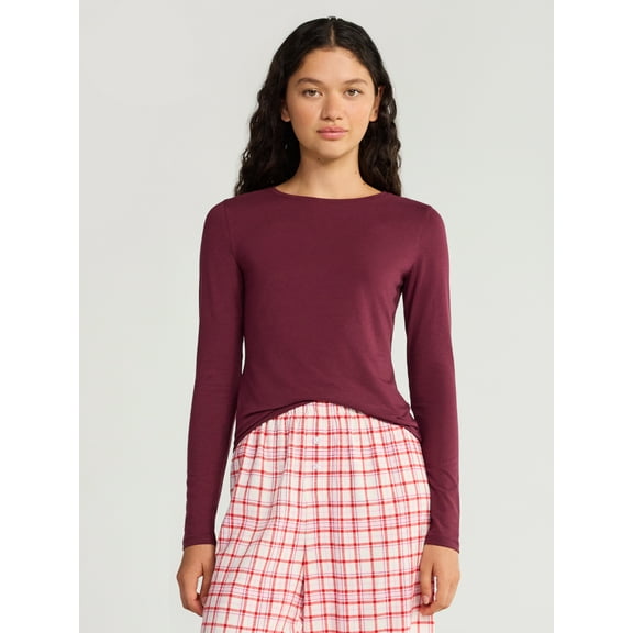 No Boundaries Crewneck Tee with Long Sleeves, Women's & Women's Plus XXS-4X