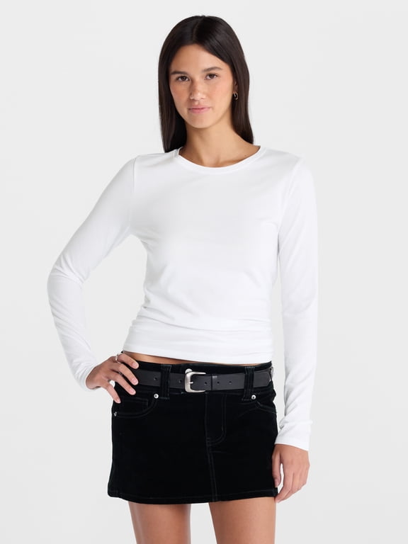 Crewneck Tee with Long Sleeves, Women's XXS-XXL