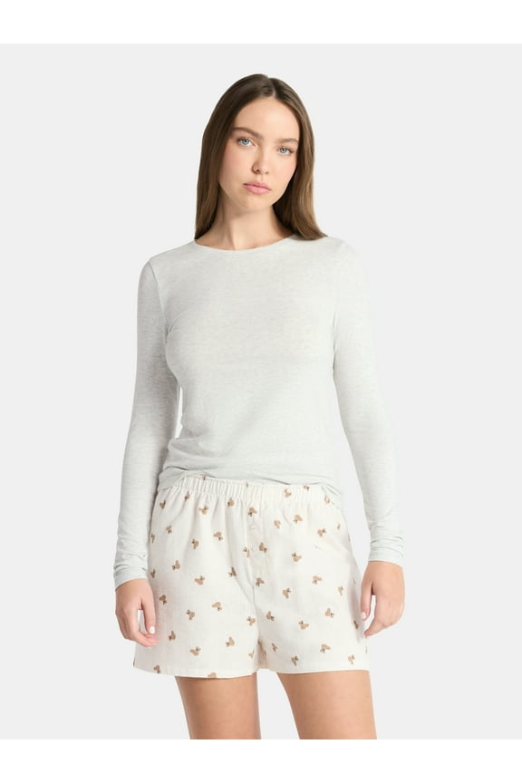 Crewneck Tee with Long Sleeves, Women's & Women's Plus XXS-4X