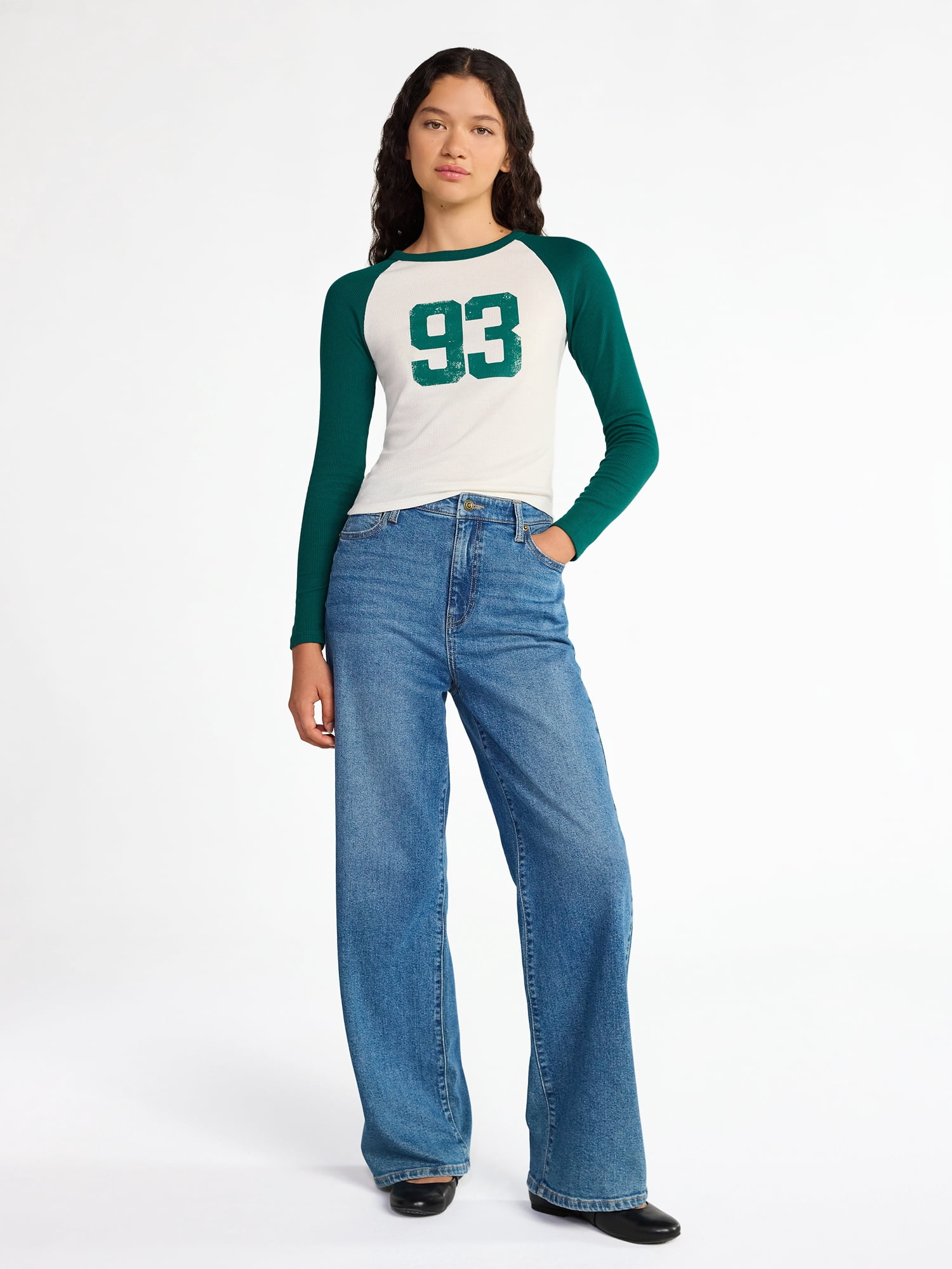 No Boundaries Raglan Tee with Long Sleeves, Women’s