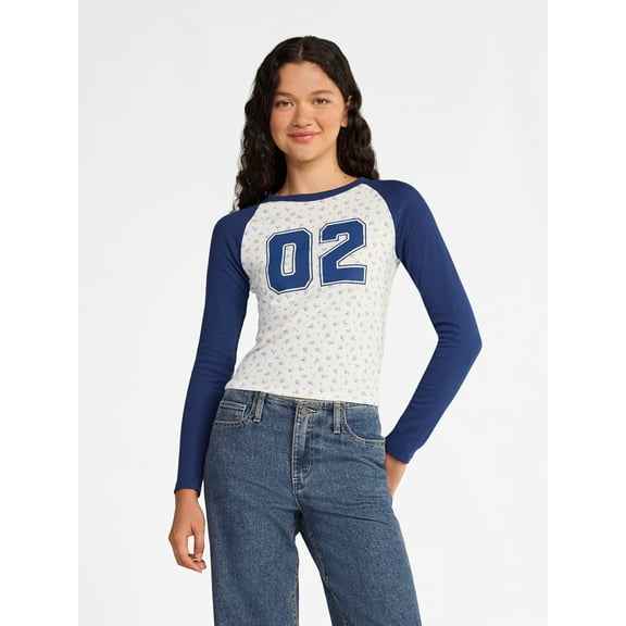 No Boundaries Raglan Tee with Long Sleeves, Women’s