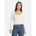 thumbnail image 1 of No Boundaries Square Neck Tee with Long Sleeves, Women's, 1 of 5