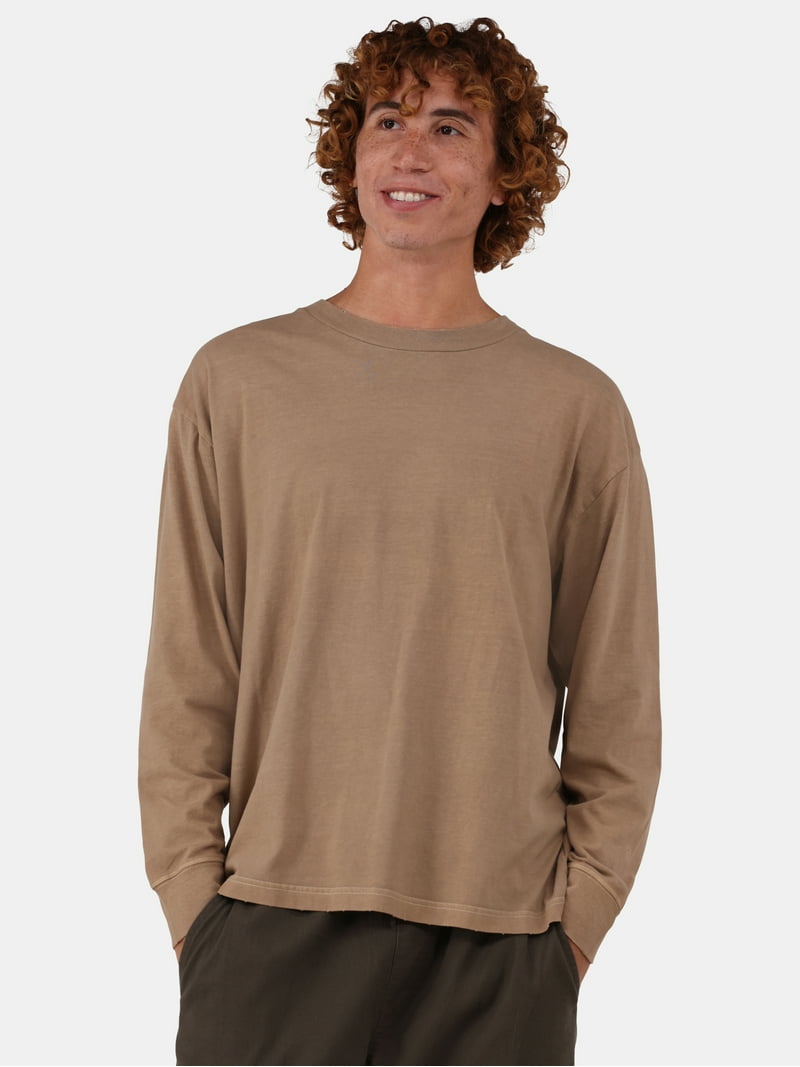 No Boundaries Men's Oversized Long Sleeve Tee Shirt, 100