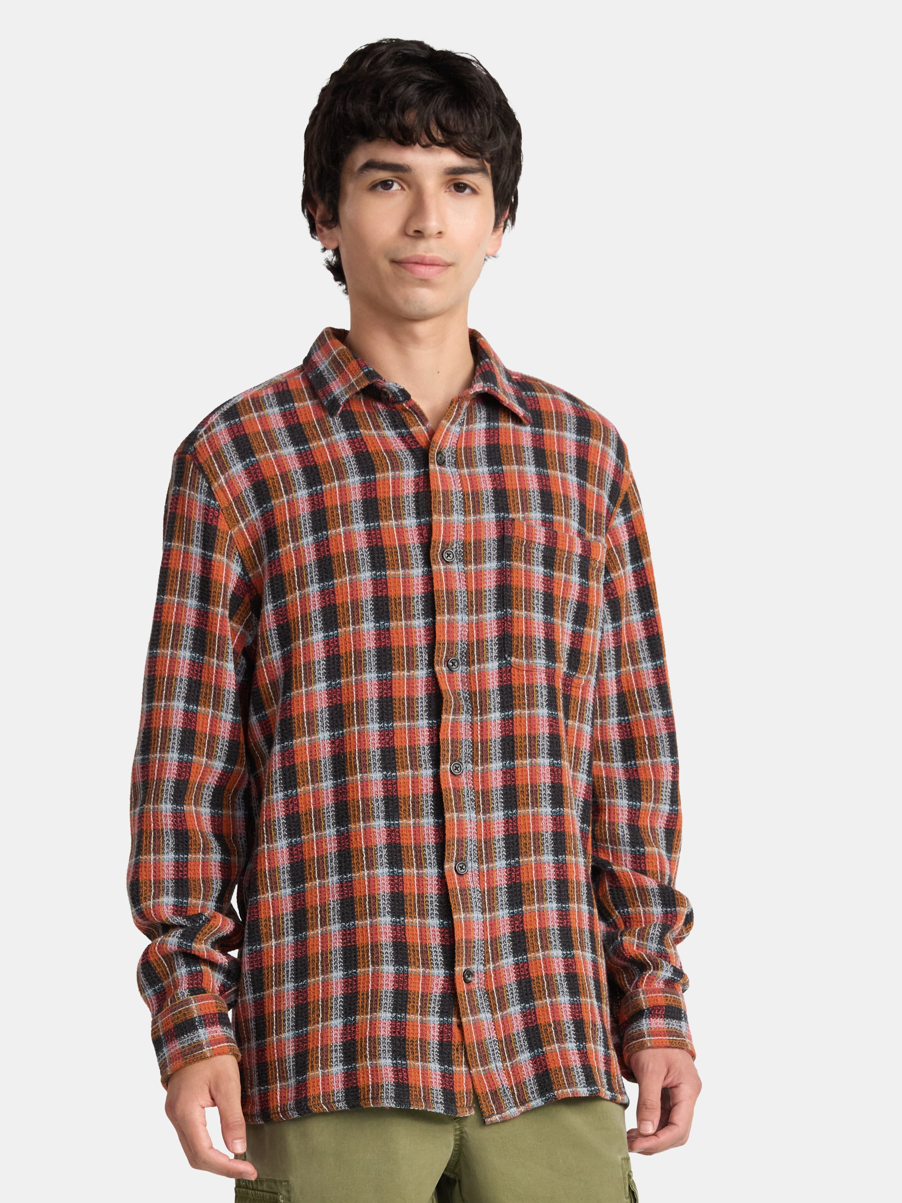 No Boundaries Men's & Big Men's Long Sleeve Textured Shirt , Sizes XS-5XL