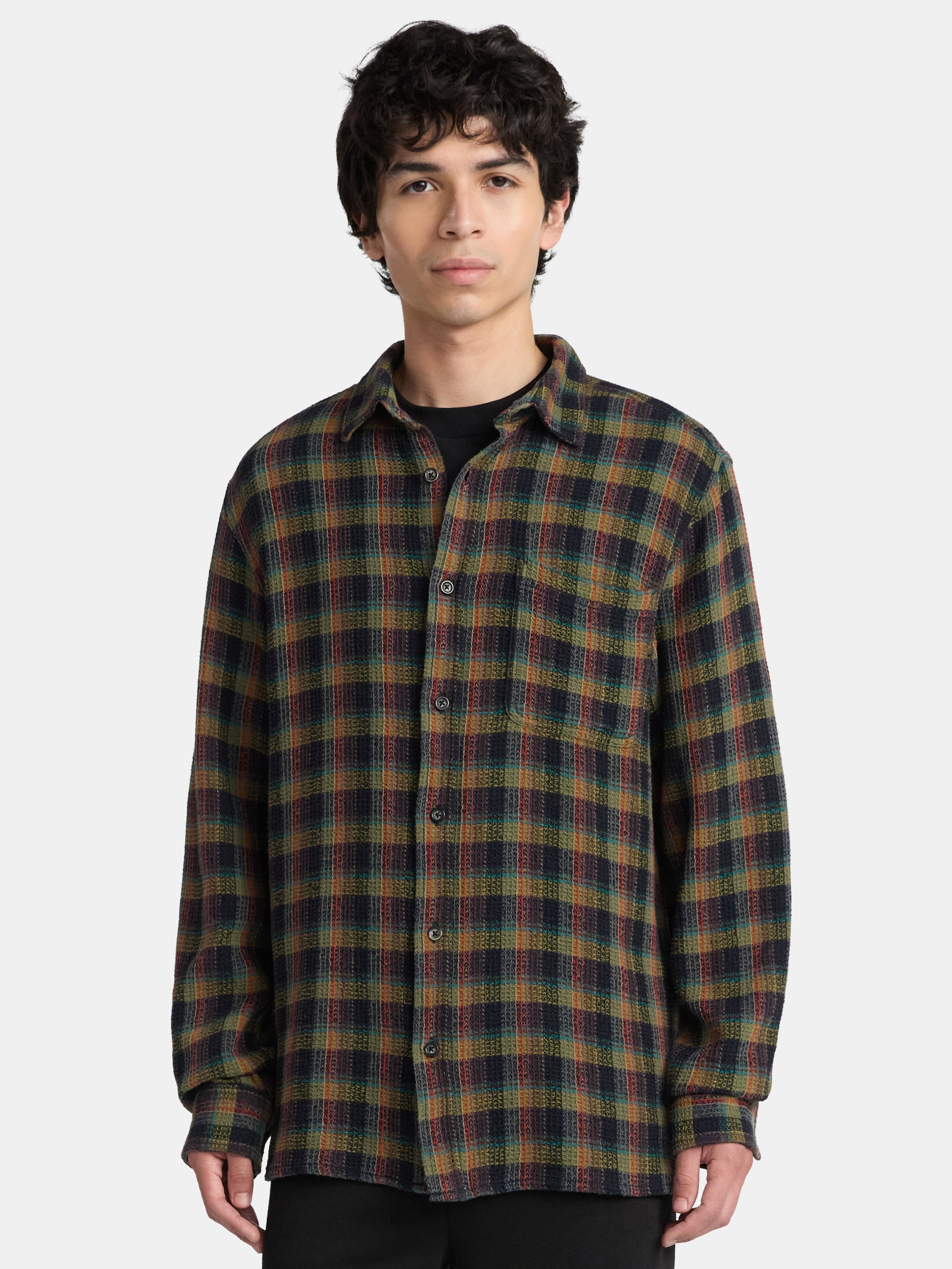 No Boundaries Men's & Big Men's Long Sleeve Textured Shirt , Sizes XS-5XL