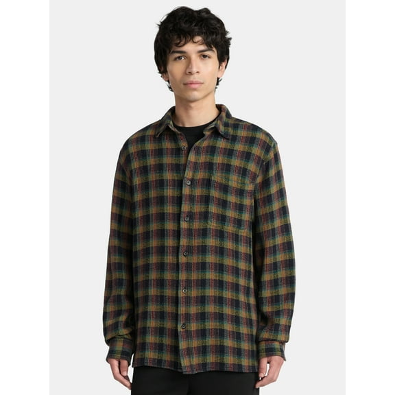 No Boundaries Men's & Big Men's Long Sleeve Textured Shirt , Sizes XS-5XL