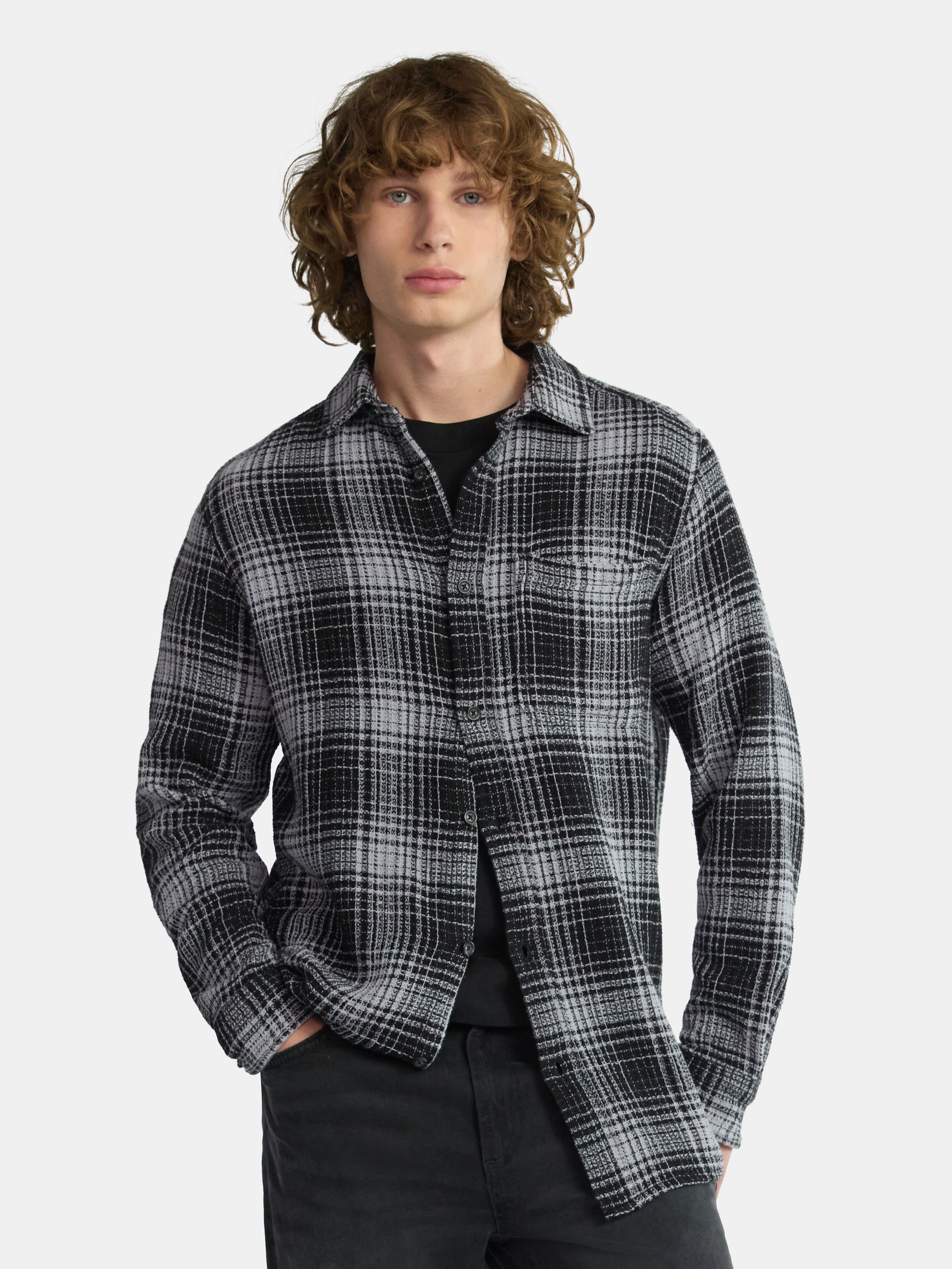 No Boundaries Men's & Big Men's Long Sleeve Textured Shirt , Sizes XS-5XL