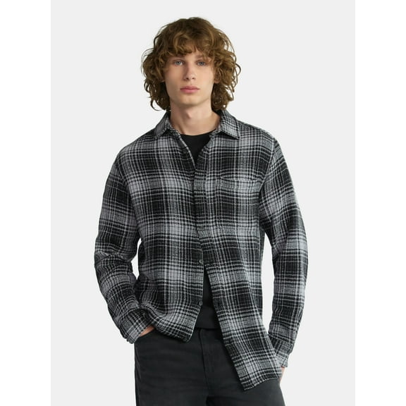 No Boundaries Men's & Big Men's Long Sleeve Textured Shirt , Sizes XS-5XL