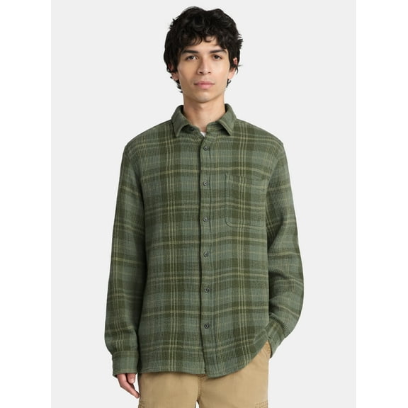 No Boundaries Men's & Big Men's Long Sleeve Textured Shirt , Sizes XS-5XL