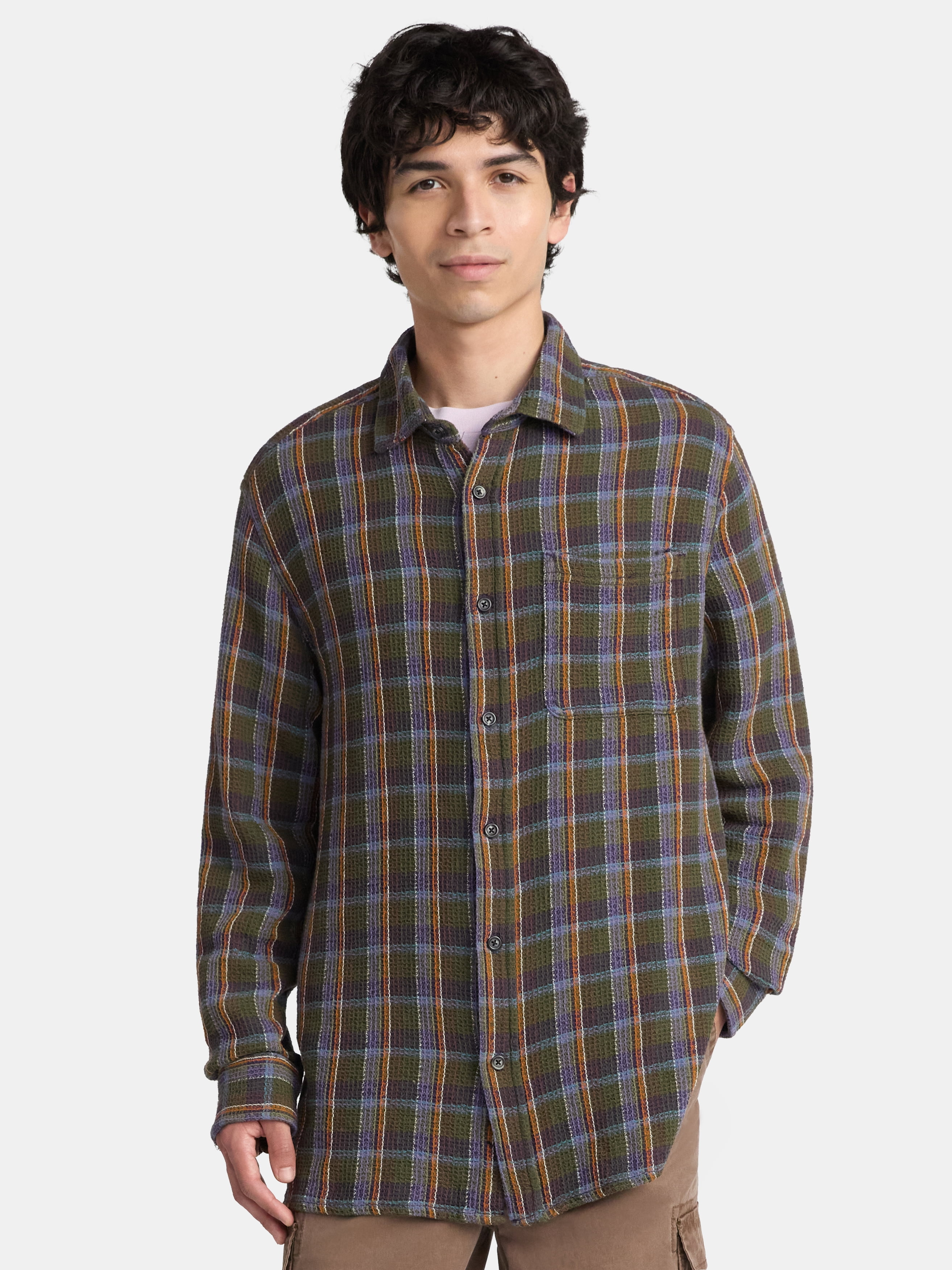No Boundaries Men's & Big Men's Long Sleeve Textured Shirt , Sizes XS-5XL