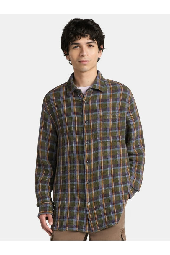 Men's & Big Men's Long Sleeve Textured Shirt , Sizes XS-5XL