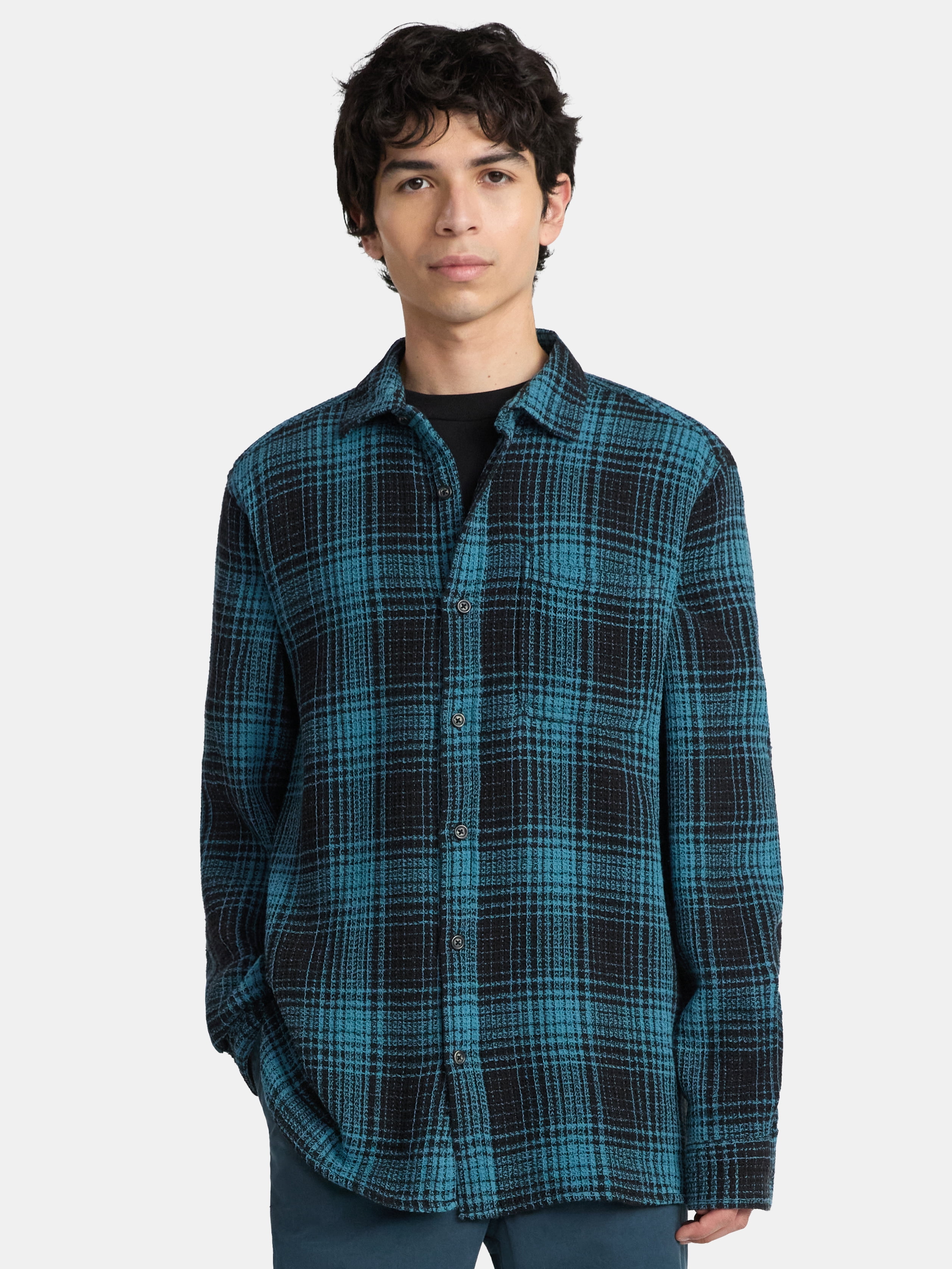 No Boundaries Men's & Big Men's Long Sleeve Textured Shirt , Sizes XS-5XL