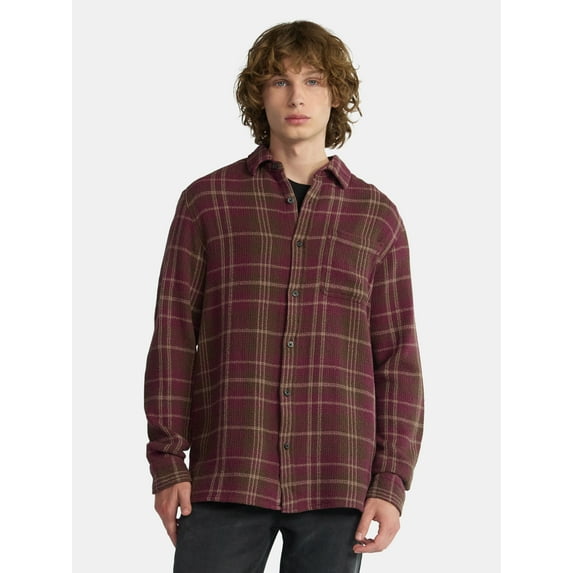 No Boundaries Men's & Big Men's Long Sleeve Textured Shirt , Sizes XS-5XL