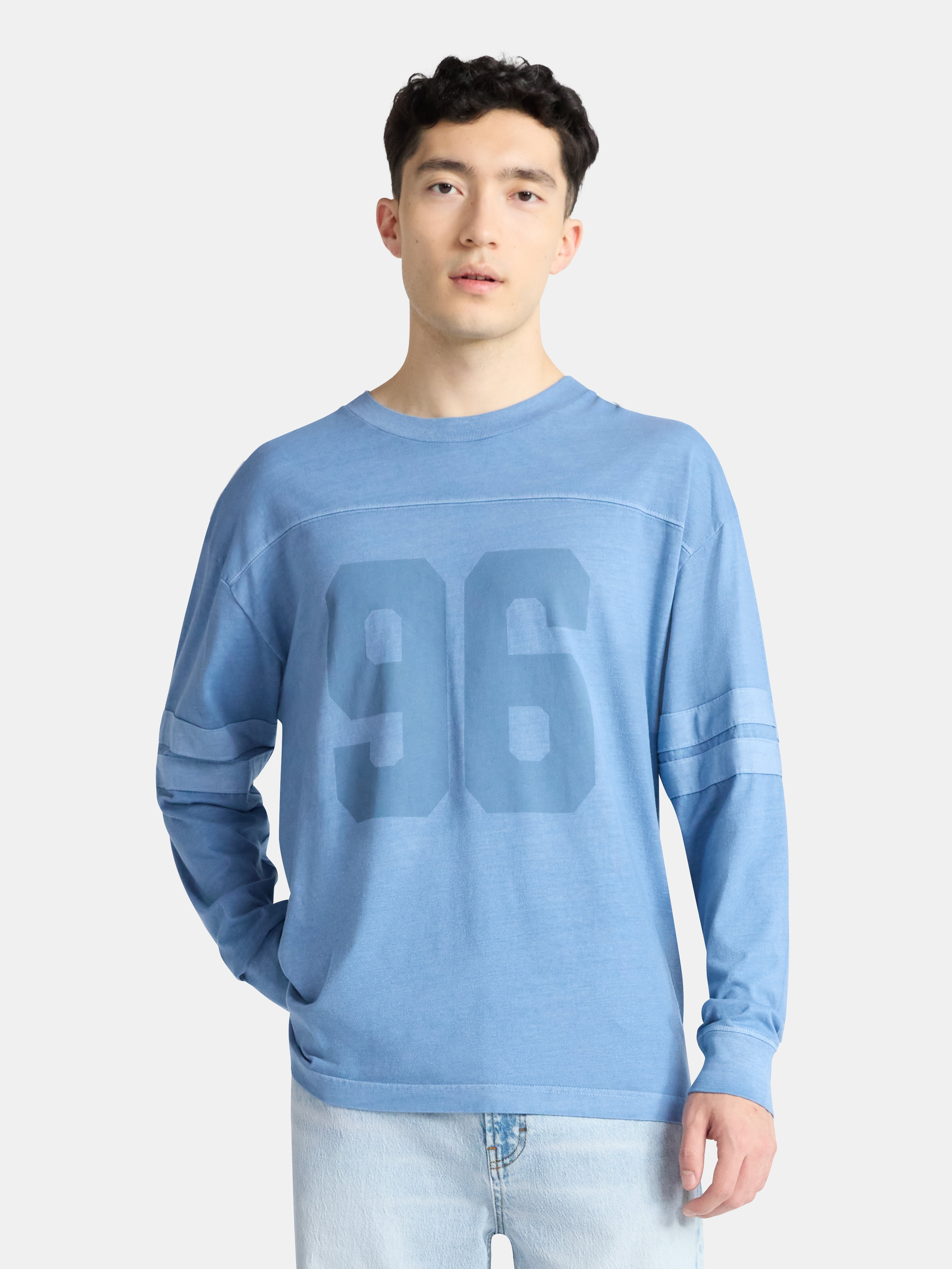 No Boundaries Varsity Tee with Long Sleeves, Men's & Big Men's