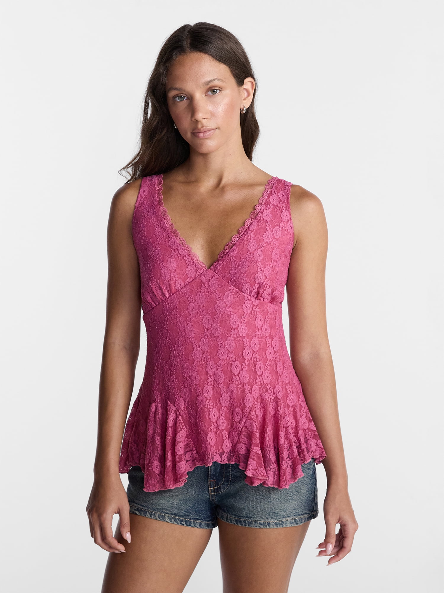 No Boundaries Lace Godet Tank Top, Women’s XXS-XXL