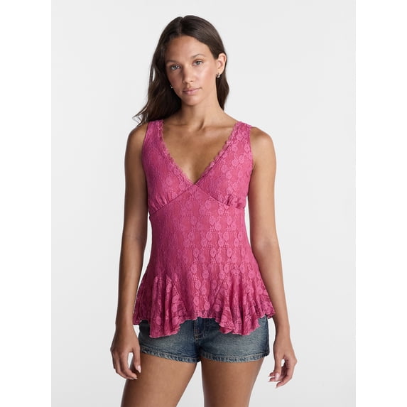 No Boundaries Lace Godet Tank Top, Women’s XXS-XXL