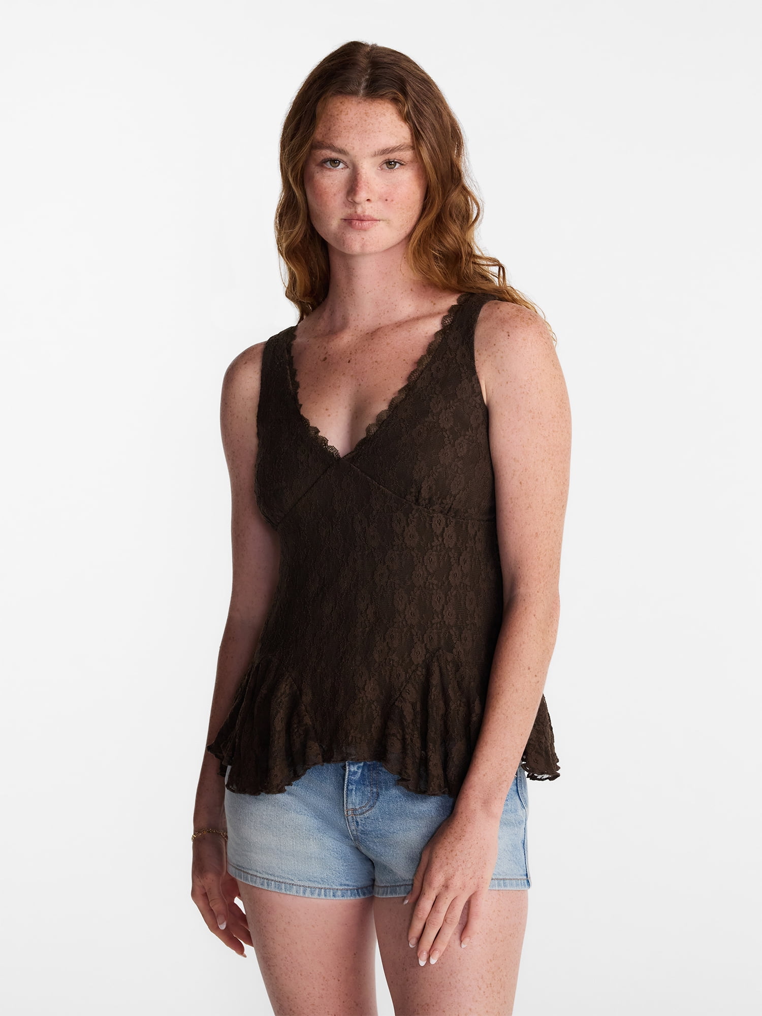 No Boundaries Lace Godet Tank Top, Women’s XXS-XXL